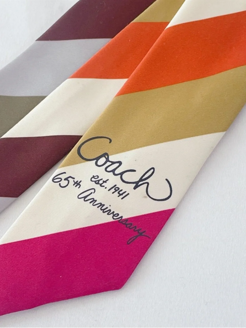 COACH 65th Anniversary Legacy Striped Bag Scarf EUC - Picture 2 of 2